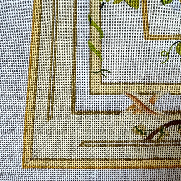 Hand-Painted “Flowers/Ivy” Needlepoint Canvas - Picture 4 of 10